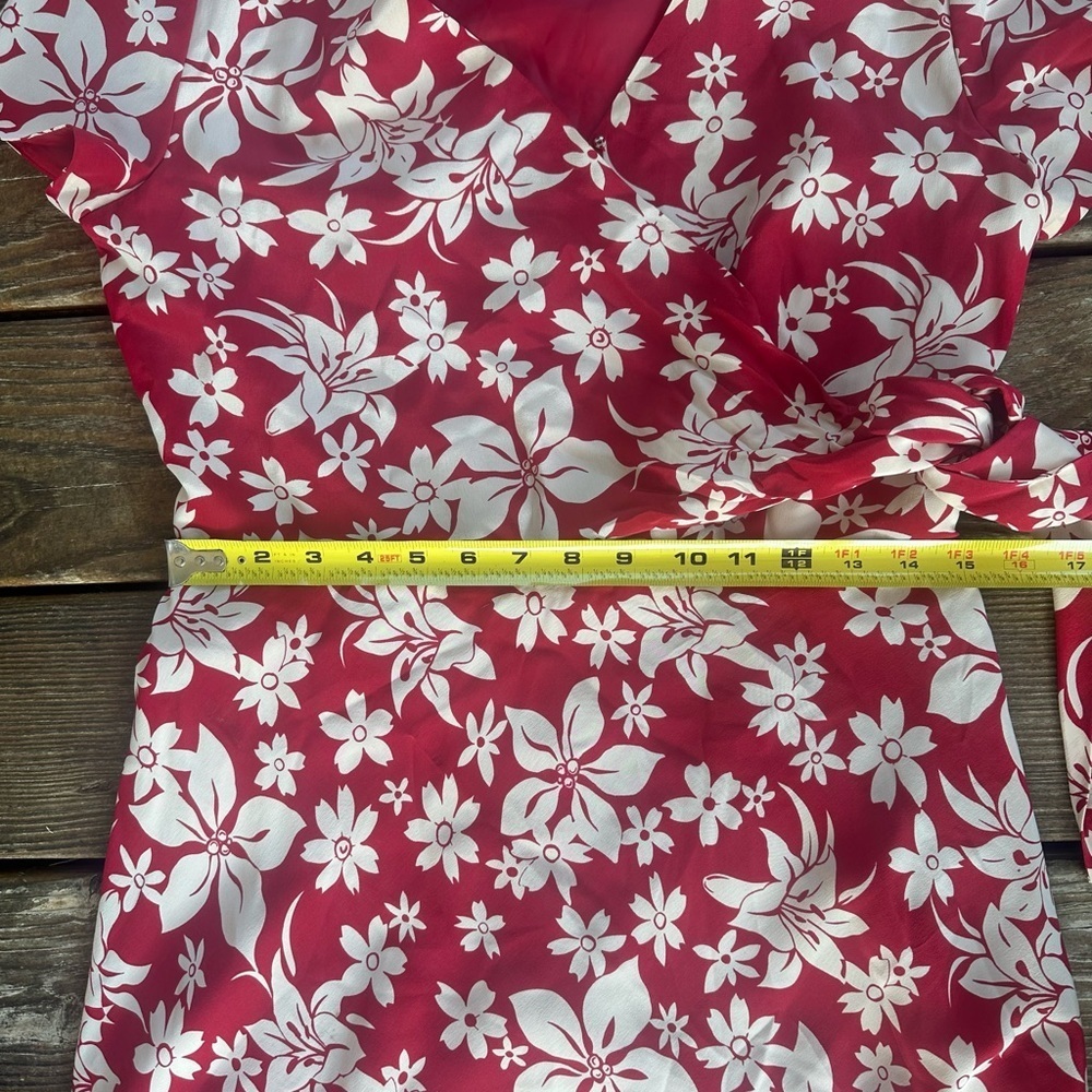 Chadwick's red/white floral short sleeve dress size 8 - Picture 9 of 12